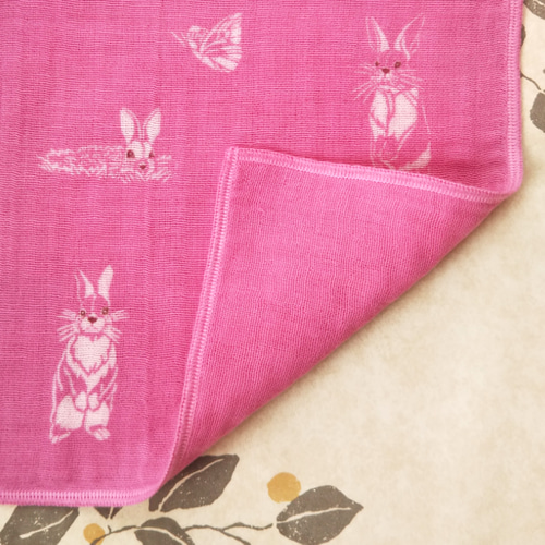 ピンク動物*やわらかガーゼハンカチ*5枚セット*ハンドメイド