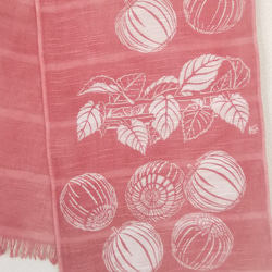 丸洗い出来る！コットン100%果物ストール ～りんご～ サーモンピンク色 4枚目の画像