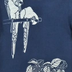 型染めMサイズ動物Tシャツ(男女兼用) ～インコ～ 紺色 2枚目の画像