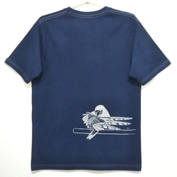 型染めMサイズ動物Tシャツ(男女兼用) ～インコ～ 紺色 5枚目の画像