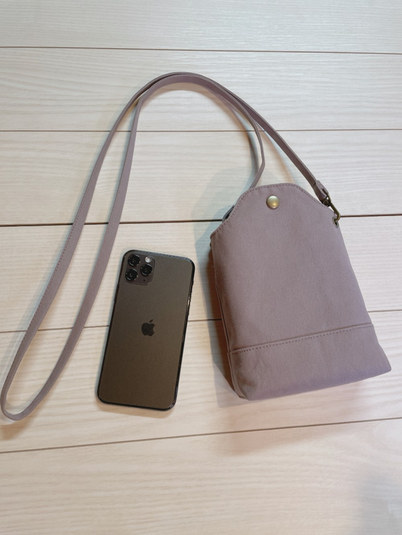 倉敷帆布智能手機袋迷你 Sacoche 智能手機單肩智能手機袋 暗色（紫色） 第1張的照片