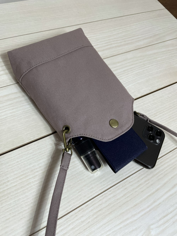 倉敷帆布智能手機袋迷你 Sacoche 智能手機單肩智能手機袋 暗色（紫色） 第3張的照片