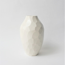 花器 花瓶 (白）Vase (white) 陶磁器製　 2枚目の画像