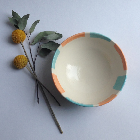 小鉢・茶碗　オレンジ / ターコイズ 1枚目の画像