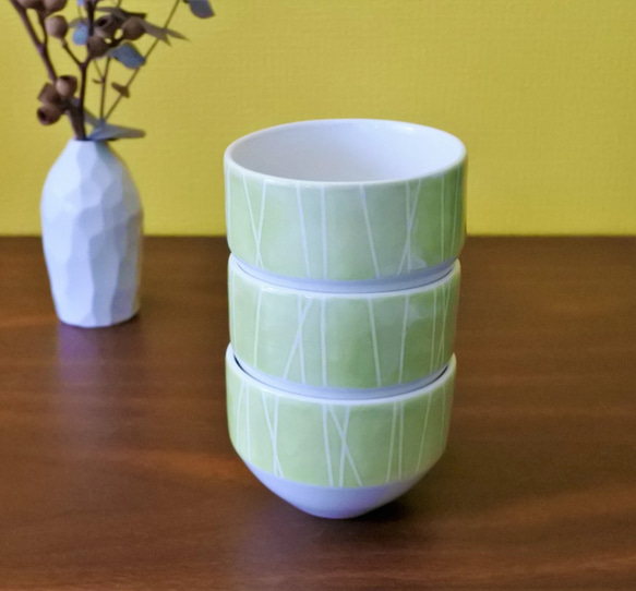 杯子杯子（小）綠色/條紋 第6張的照片