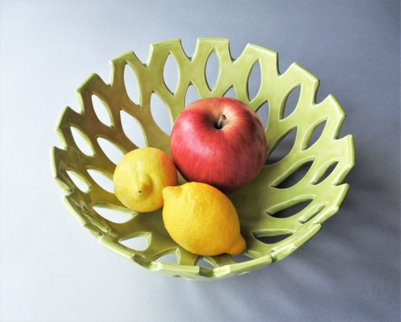 水果盤水果盤（綠色）瓷製 第1張的照片