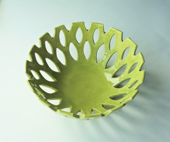 水果盤水果盤（綠色）瓷製 第2張的照片