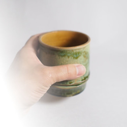 竹をモチーフにした陶器のフリーカップ。湯呑からロックグラス使い方イロイロ！ B-1 5枚目の画像