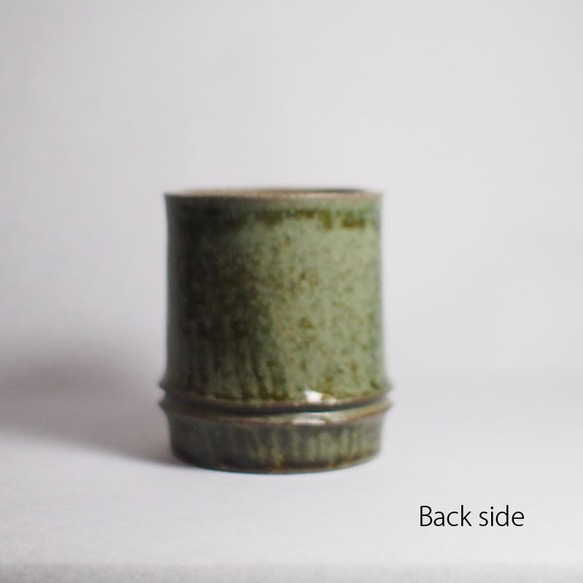 竹をモチーフにした陶器のフリーカップ。湯呑からロックグラス使い方イロイロ！ G-1 3枚目の画像