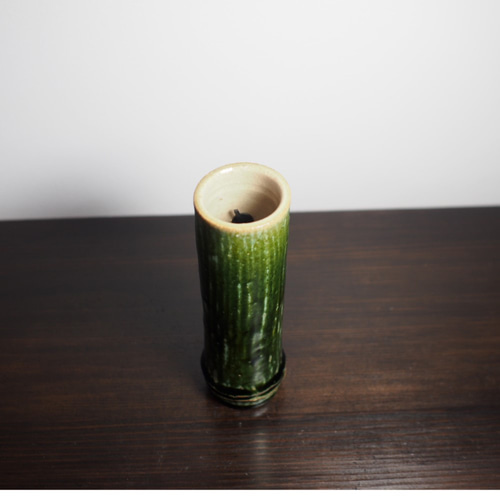 竹模様の陶器花瓶 大倉陶園 竹笹花瓶 一品作 昭和38年 | つちや陶器店