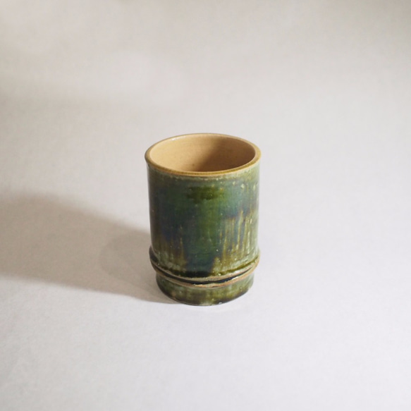 35　竹をモチーフにした陶器のフリーカップ。湯飲みやコーヒーカップとして、ロックカップなどの酒器にも 2枚目の画像