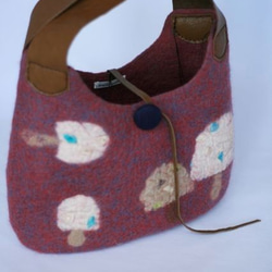 きのこ好きのキノコBag（ピンク）フェルトバッグ グラニーバッグ momo