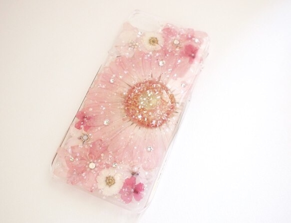 【受注製作】Gerberaガーベラ シフォンピンク　iphoneSE〜16 1枚目の画像