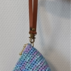 キラキラ海ブルーの三角ポーチ/さんかくミニバッグ 2枚目の画像