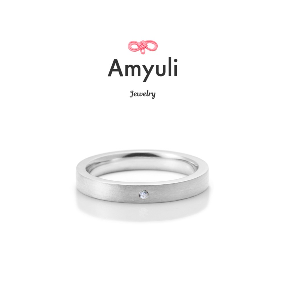 【ベビーリング】平打ち つや消し ダイヤ×1 プラチナ・K18《送料無料》