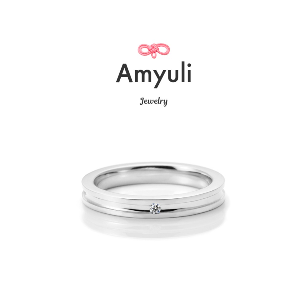 【ベビーリング】凹デザイン ダイヤ×1 プラチナ・K18《送料無料》