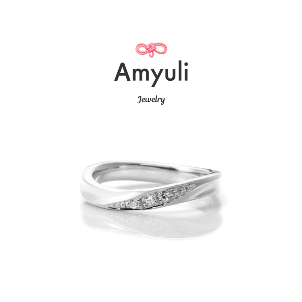 【ベビーリング】S字 2ひねり ダイヤ×3 プラチナ・K18《送料無料》