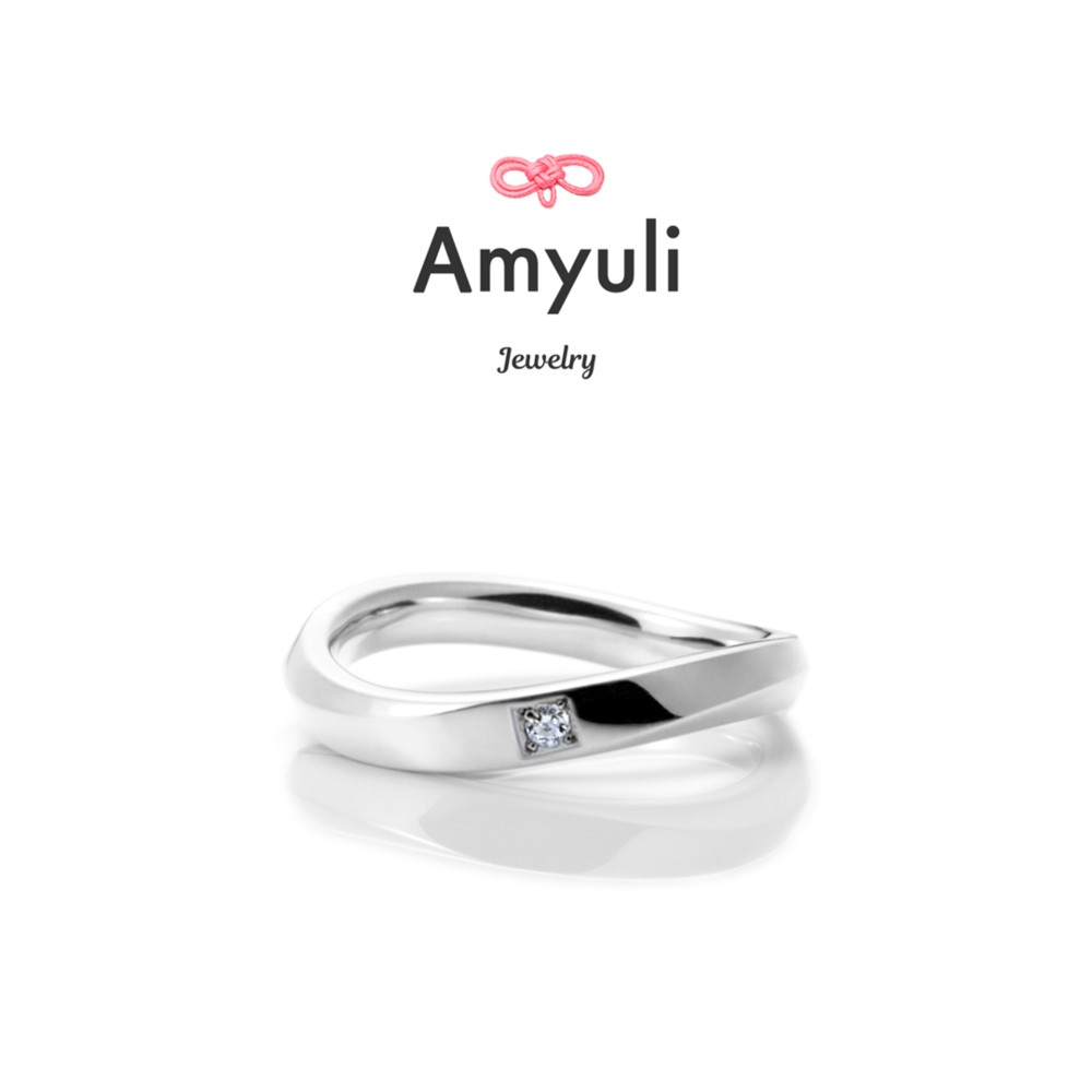 【ベビーリング】S字 ロングひねり ダイヤ×1 プラチナ・K18《送料無料》