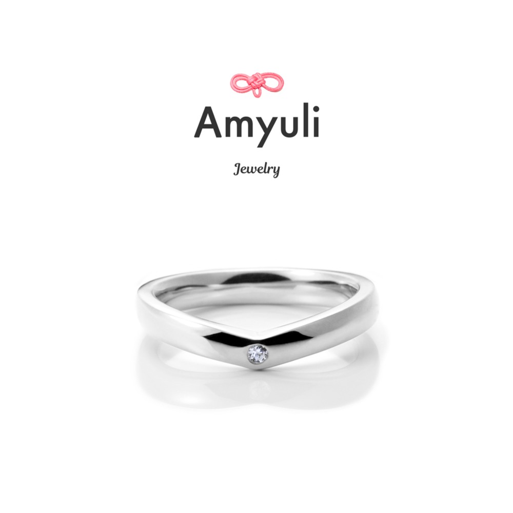 【ベビーリング】V字 ダイヤ×1 プラチナ・K18《送料無料》