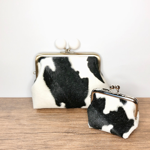 アニマルファー牛柄親子がま口財布【ミニサイズがま口付き】秋財布