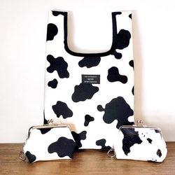 ウシ×牛×丑！？選べるがま口ポーチの収納付き牛柄エコバッグ/サブ