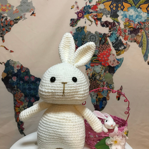最終sale●作家ハンドメイド　世界を旅した　一点物　あみぐるみ　花冠うさぎ