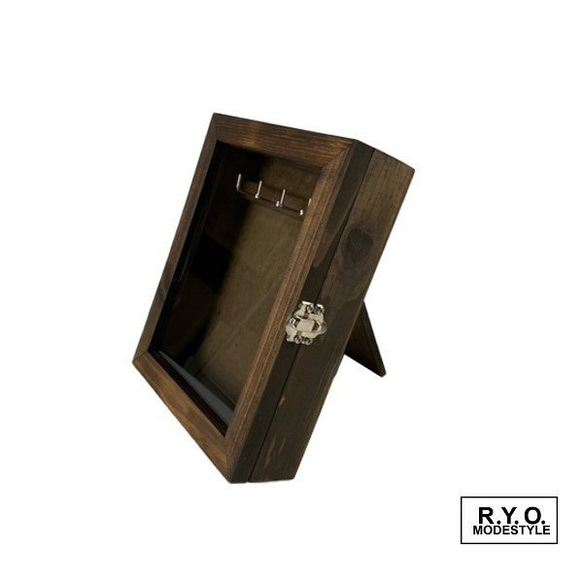木製玻璃盒手鍊項鍊鑰匙箱 S 尺寸 第2張的照片