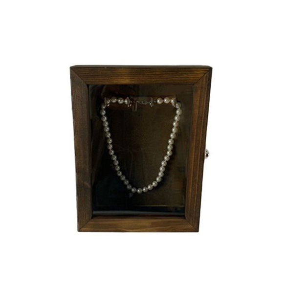 木製玻璃盒手鍊項鍊鑰匙箱 S 尺寸 第5張的照片