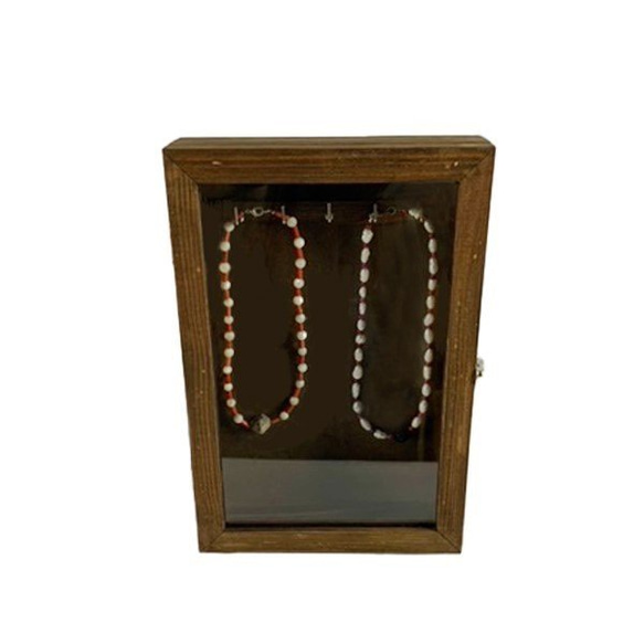 木製玻璃盒項鍊鑰匙箱 L 尺寸 第5張的照片