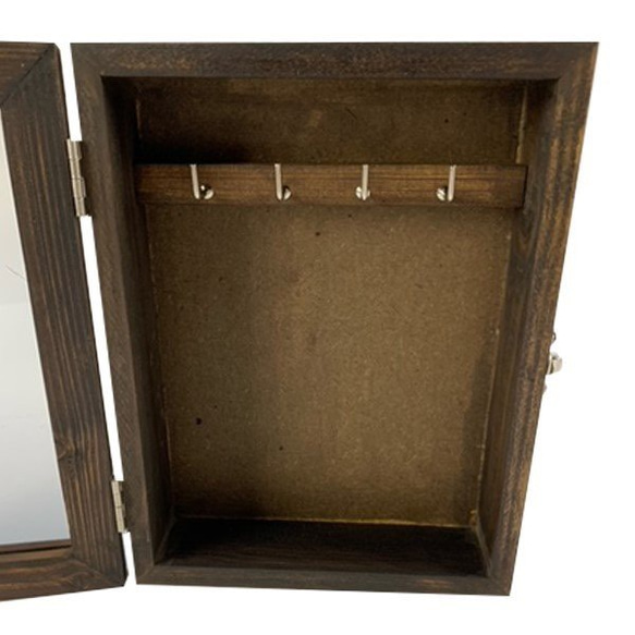 木製玻璃盒手鍊項鍊鑰匙箱 S 尺寸 第3張的照片