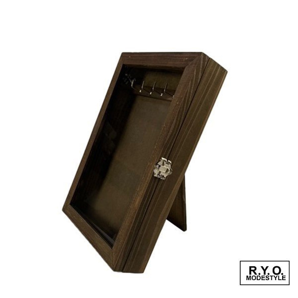 木製玻璃盒項鍊鑰匙箱 L 尺寸 第2張的照片