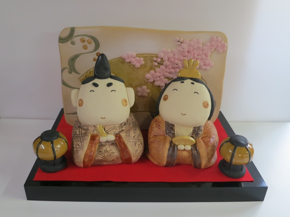 にこにこ雛セット　Ｐ-130　陶製　/Hina dolls/雛娃娃
