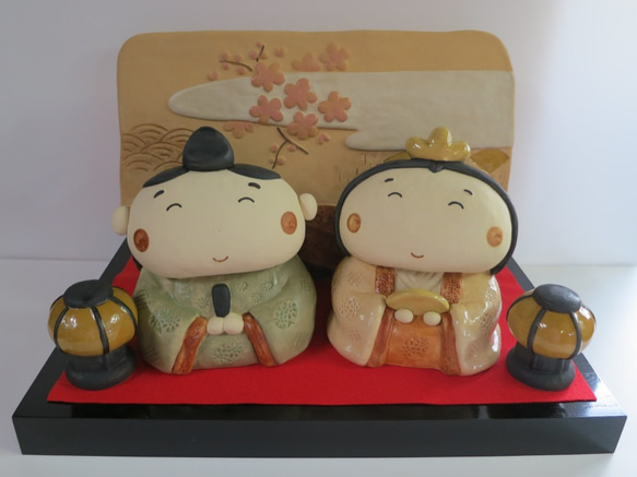 ほがらか雛セット　Ｐ-157　陶製/Hina doll/雛娃娃/Hina-Puppe/हिना गुड़िया 1枚目の画像