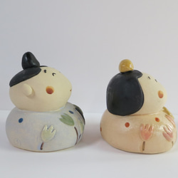 Puffy chicks set P-173 ceramic /hina dolls/hinawa 第2張的照片