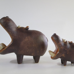 大口子かば　Ｏ-353　陶製/Hippopotamus/河馬/Nilpferd/हिप्पो 9枚目の画像