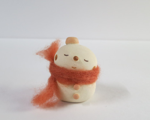 ふんわり子雪だるま X-118 陶製 /snowman/雪人 その他置物