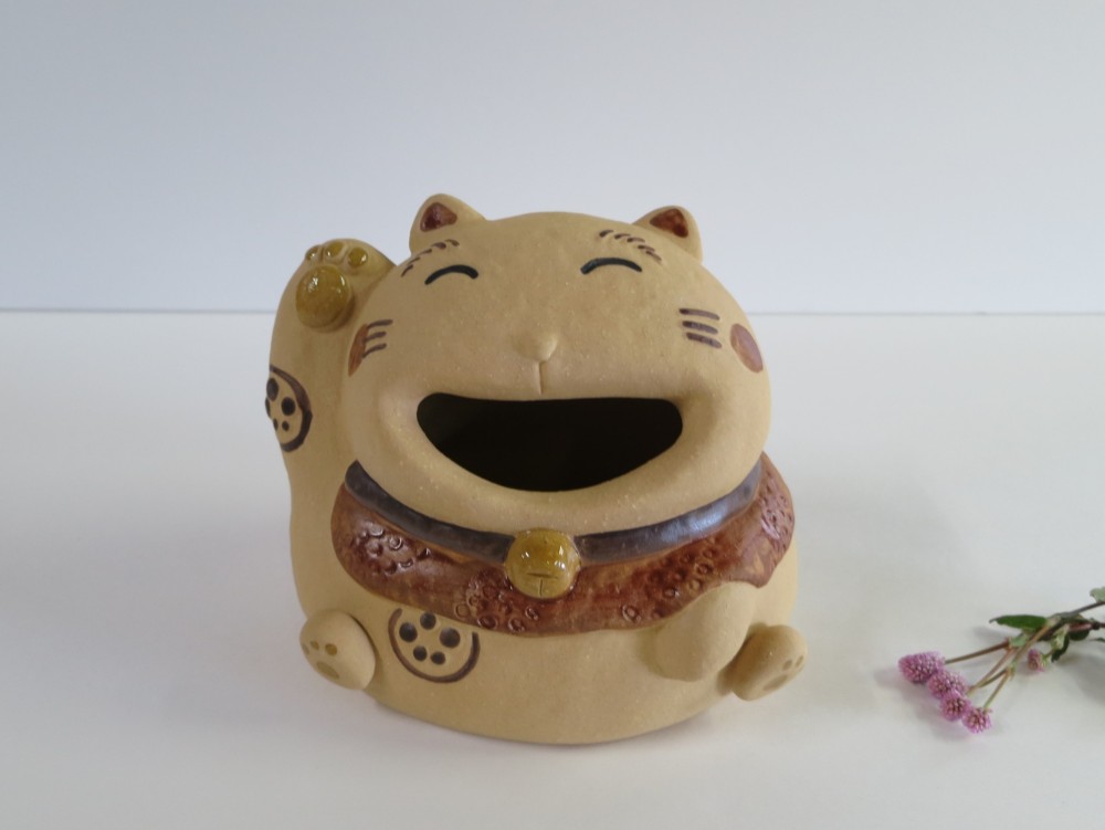 はーい招き（小）　Ｏ-204　陶製　/beckoning cat/招财猫/Katze/बिल्ली 4,752円