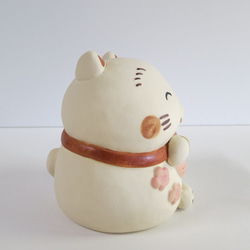 ふふふ招き（小）　Ｏ-290　陶製/Lucky cat/招財貓/Glückskatze/भाग्यशाली बिल् 2枚目の画像