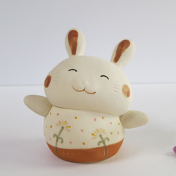 にこにこうさぎ　Ｏ-330　陶製　/Rabbit/兔子 2枚目の画像