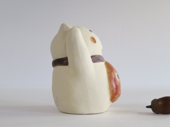 海鯛招財貓坐墊（極小） O-168 陶瓷/招財貓/招財貓/Eule/बिल्ली 第3張的照片