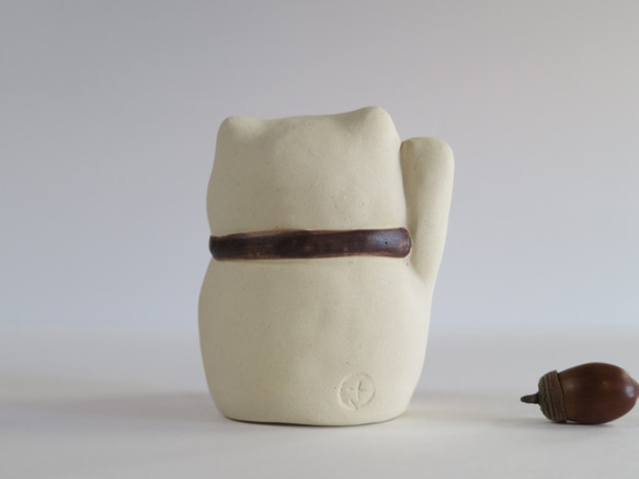 海鯛招財貓坐墊（極小） O-168 陶瓷/招財貓/招財貓/Eule/बिल्ली 第4張的照片