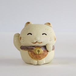 うふっ招き　Ｏ-305　陶製/Lucky cat/招財貓/Glückliche Katze/भाग्य 2枚目の画像