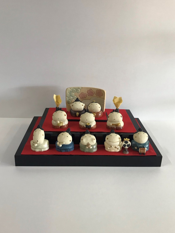 【雛人形】ふんわり雛3段セット　Ｐ-137-3Ｓ　陶製　/Hina dolls/雛娃娃 1枚目の画像