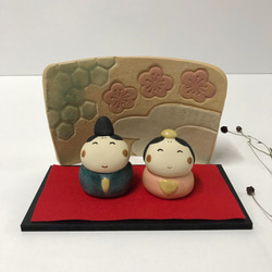 ちっちゃい雛セット　Ｐ-136　陶製/ Hina doll/雛娃娃/Hina-Puppe/हिना गुड़ि 1枚目の画像