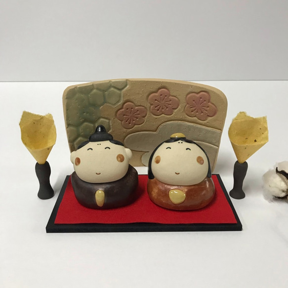 ふんわり雛セット　Ｐ-137　陶製　/Hina dolls/雛娃娃 1枚目の画像