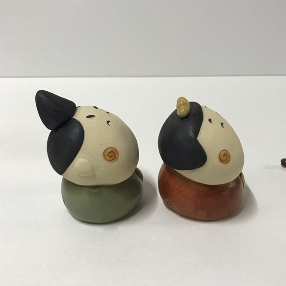 ほのぼの雛セット　Ｐ-151　陶製/Hina doll/雛娃娃/Hina-Puppe/हिना गुड़िया 2枚目の画像