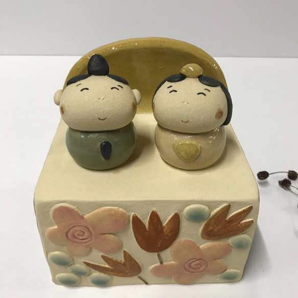 飾台雛　Ｐ-171　陶製/Hina doll/雛娃娃/Hina-Puppe/हिना गुड़िया 3枚目の画像