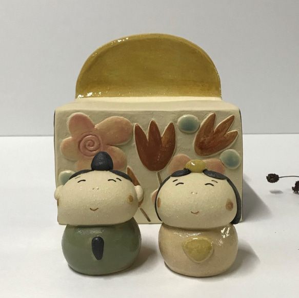 飾台雛　Ｐ-171　陶製/Hina doll/雛娃娃/Hina-Puppe/हिना गुड़िया 4枚目の画像