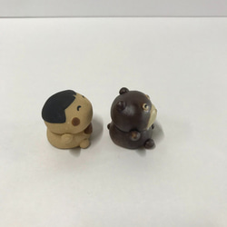 ちっちゃい金太と熊セット　Ｆ-159　陶製（五月人形）/Boys' May Festival dolls/男孩節 3枚目の画像
