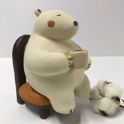 くつろぎ白くま　Ｏ-348　陶製/Polar Bear/北極熊/Polarbär/ध्रुवीय 4枚目の画像